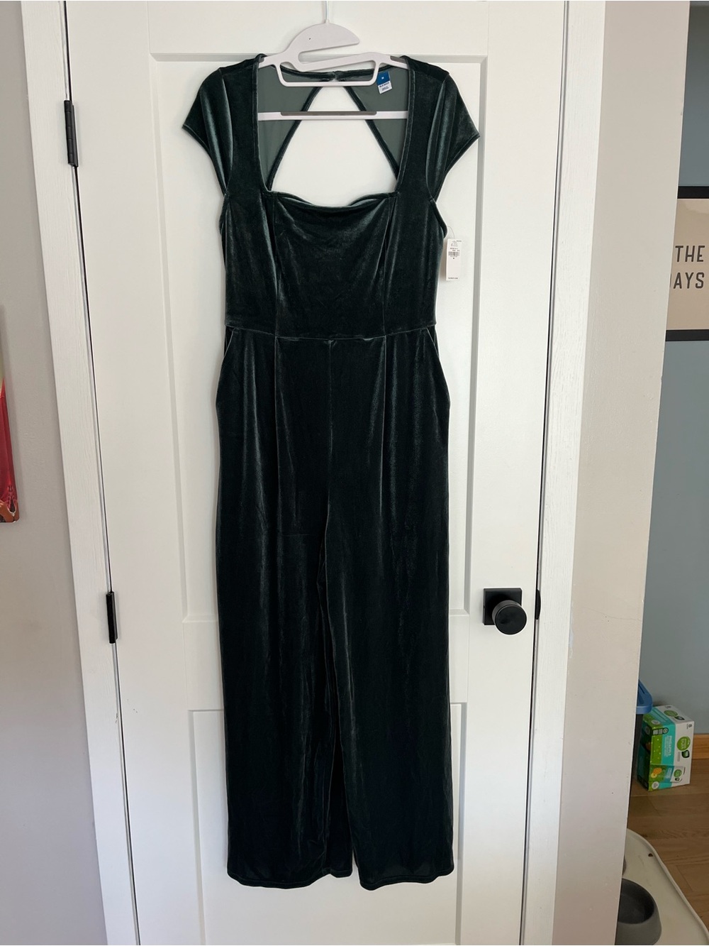Old Navy Emerald Velvet Wide-Leg Jumpsuit